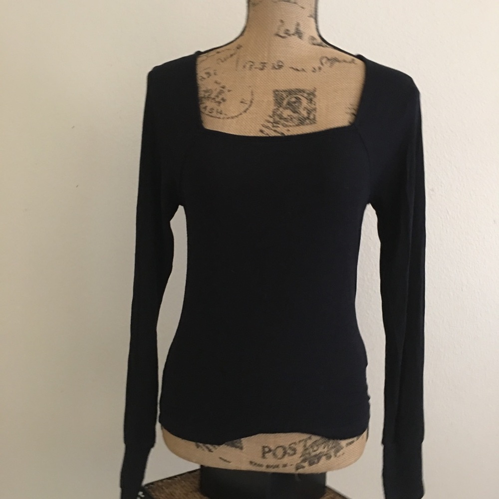 & Other Stories black ribbed long sleeve tee US 4